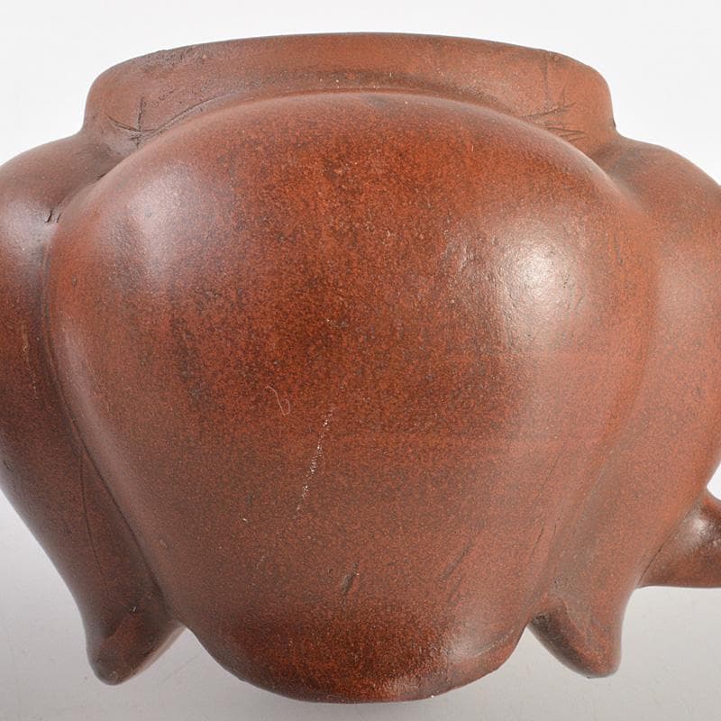 中国 時大彬製 紫砂 朱泥 神獣持手 急須 茶壷 N