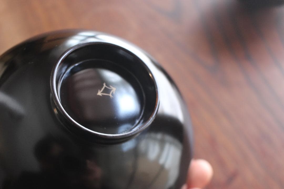 時代逸品！時代金縁黒漆に極上日の出鶴蒔絵の映えるお椀2点（検輪島塗