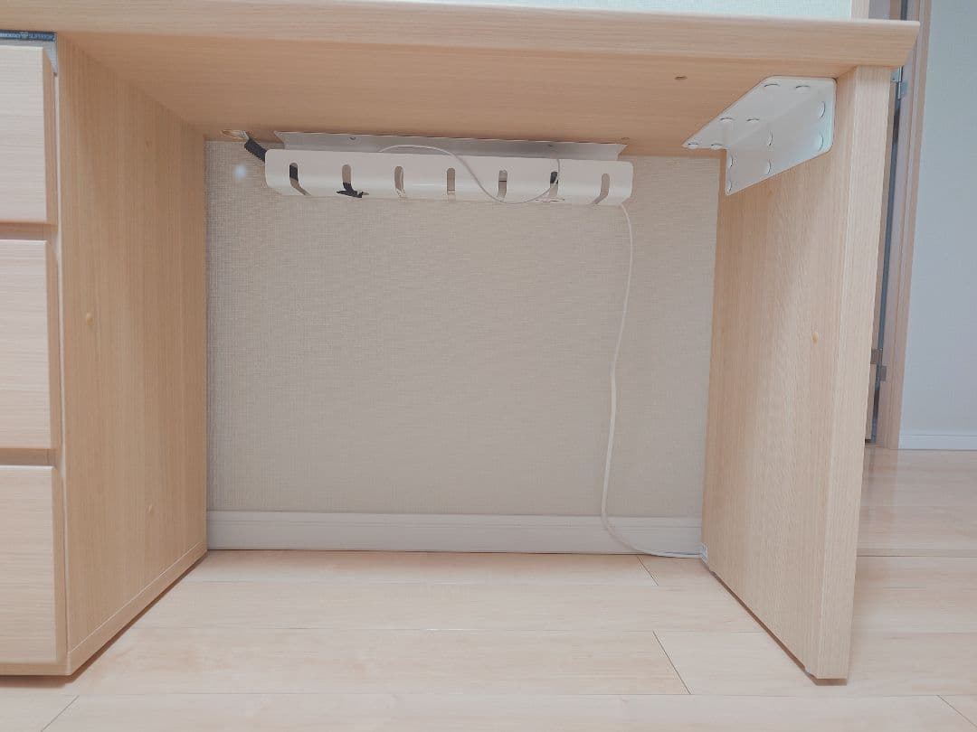 ナチュラル木製パソコンデスク 3引き出し付き