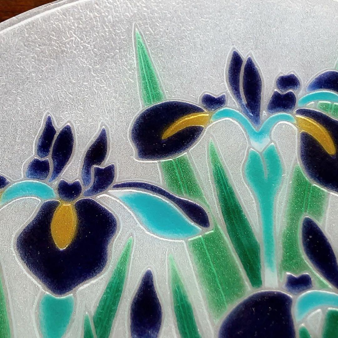 安藤七寶店 丸形銀彩杜若飾皿 箱あり 菖蒲 あやめ 絵皿 海外の方への贈り物にも