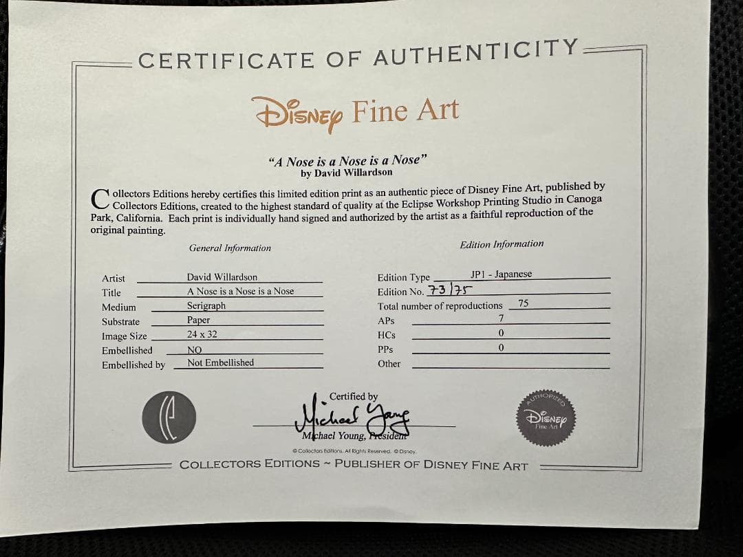 ディズニーファインアート A Nose is a Nose is a Nose