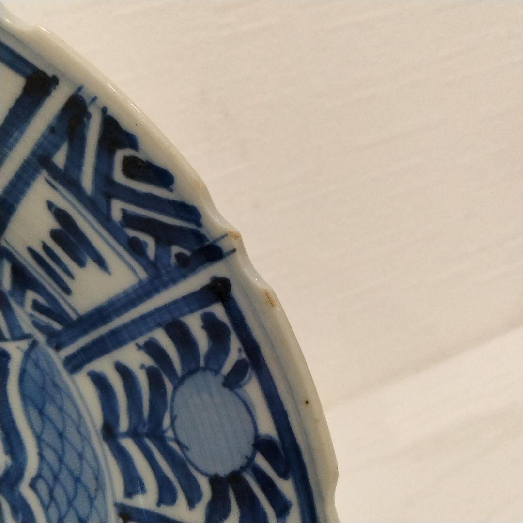 u348-4 中国 清朝期 古染付 芙蓉手 飛蝗文大皿 時代唐物 Q - メルカリ