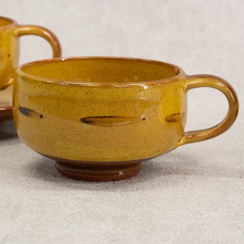 布志名焼 湯町窯 民芸 スープカップ ペア スリップウェア（検:船木研児）