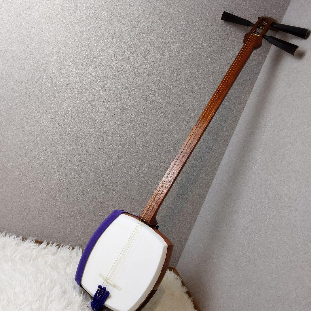 比較的美品 初心者おすすめ 津軽三味線 太棹 正寸 合皮 花梨 胴掛け