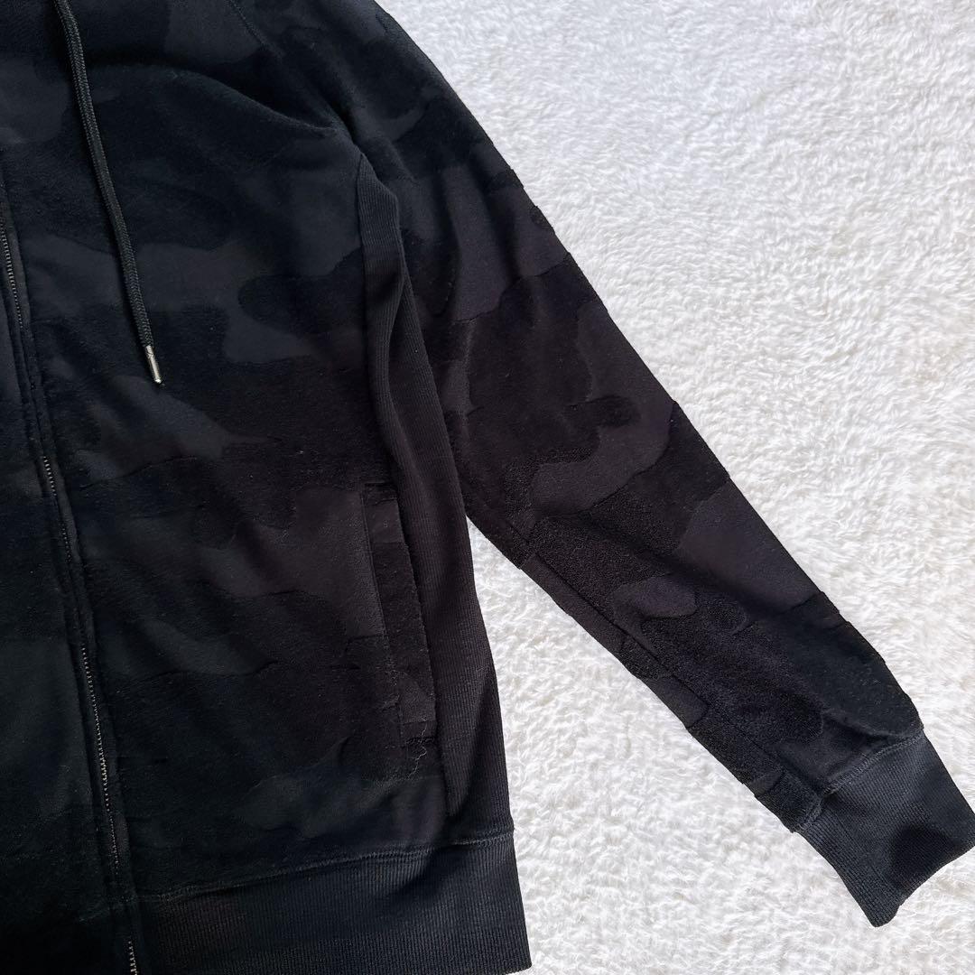 【AKM】セットアップ ジップパーカー パンツ XLサイズ ブラック カモフラ