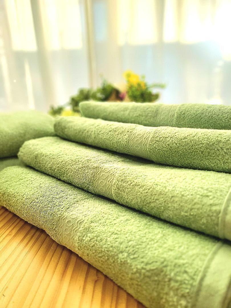 泉州タオル 高級綿糸モスグリーンバスタオルセット4枚組 まとめ売り