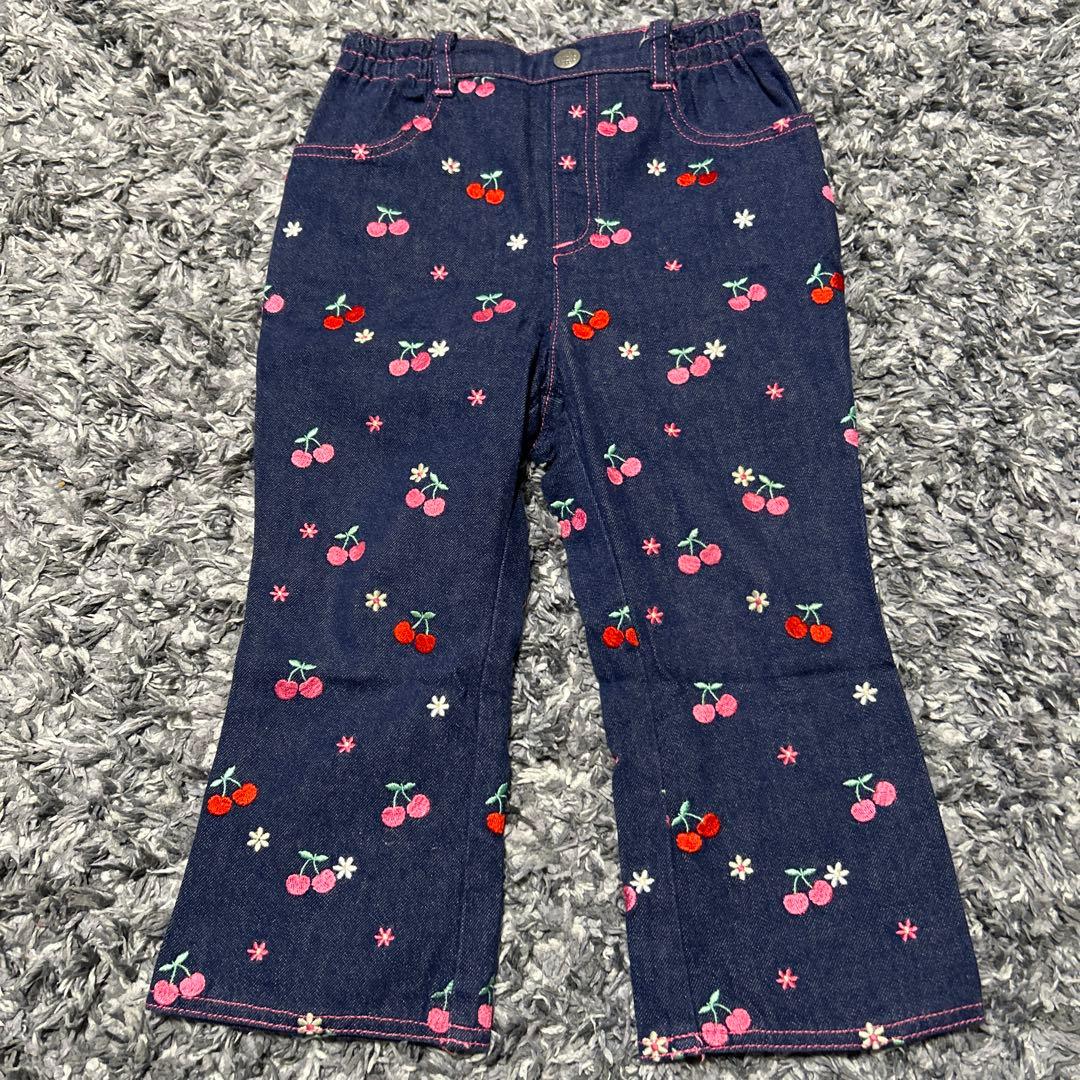 mezzo piano メゾピアノ デニムパンツ さくらんぼ チェリー 90 - メルカリ