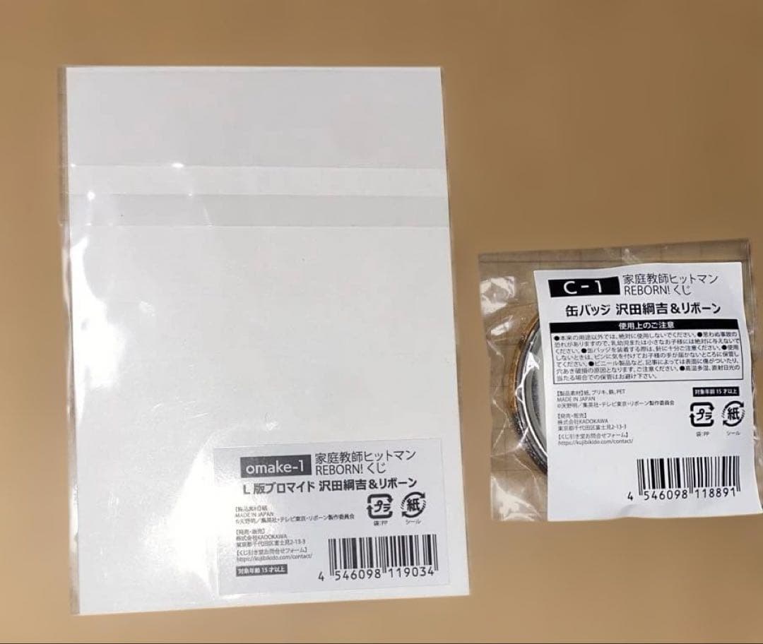 家庭教師ヒットマンREBORN! 沢田綱吉　くじ引き堂　缶バッジ　ブロマイド