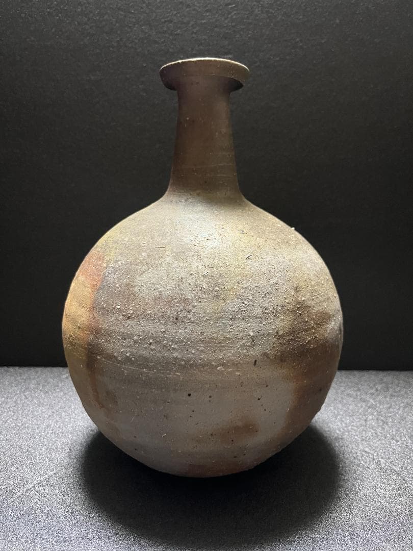 未使用】 藤原建 岡山県重要無形文化財 備前 一輪 花入 徳利 共箱 共布