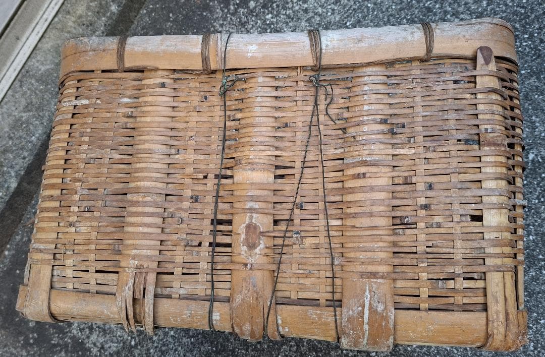 古道具】大型 竹籠 2個セット 網代編み 天然竹 昭和レトロ