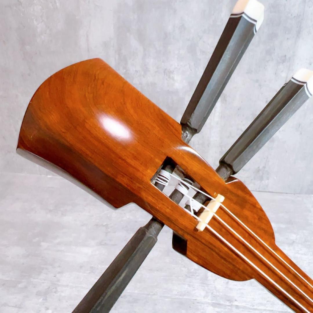 希少! 宮古木工芸 本革三線 一枚貼り マホガニー 高級素材 保証書付き