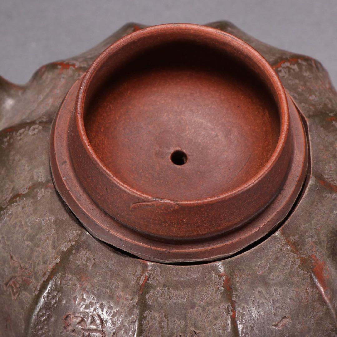 清時代 邵友廷銘 竹葉漢詩紋茶壺 宜興紫砂 常滑 朱泥急須 古