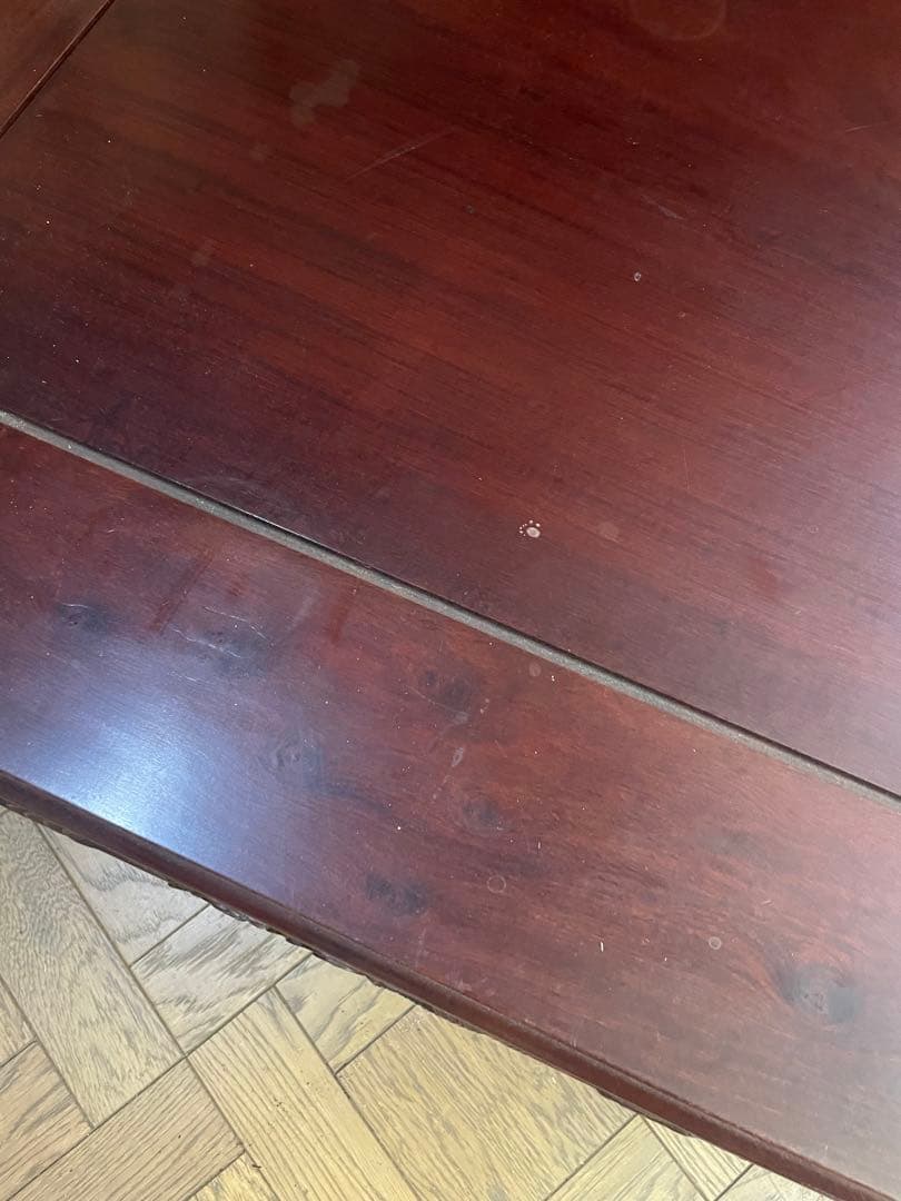 高級唐木 獅子龍彫刻付き漆仕上げ長座卓 150センチ幅テーブル一枚