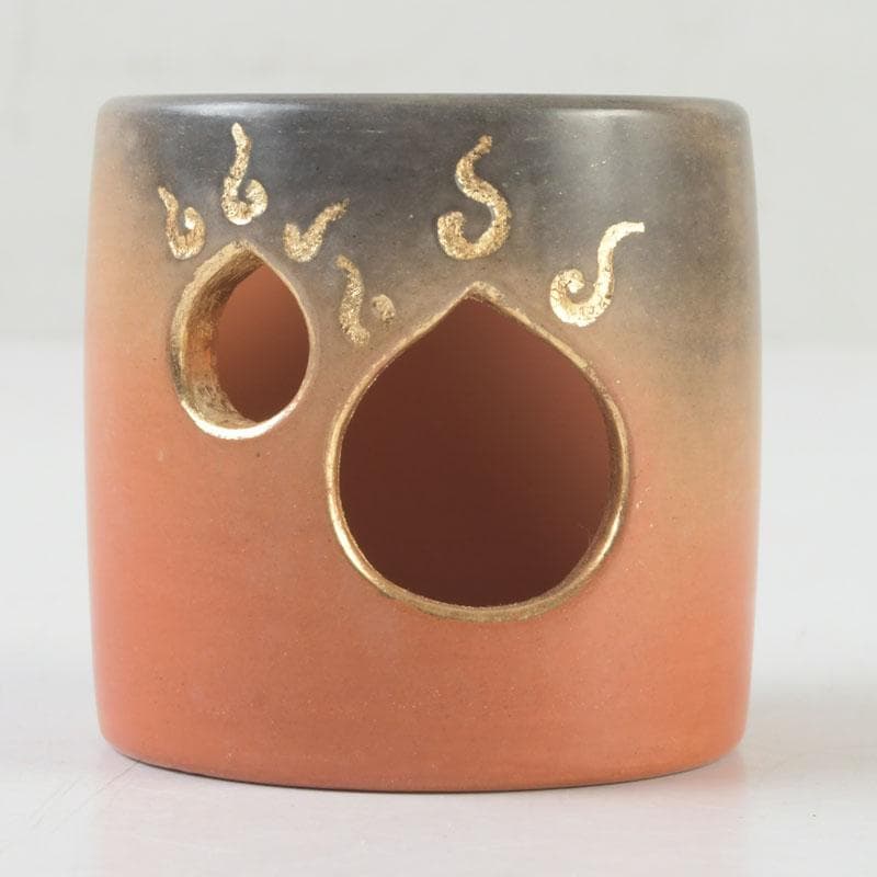 茶道具　雲華焼　風炉師　山崎宗元作　宝珠透かし蓋置　共布共箱　V　9667