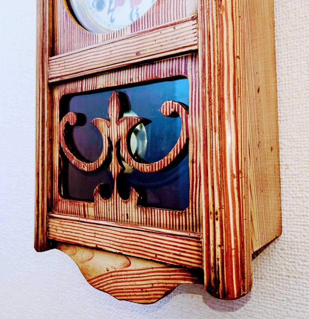 専用〈完動・美品〉鯱鉾印時計社　宮型ゼンマイ式振り子時計　ボンボン時計　古時計