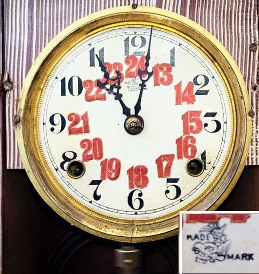 専用〈完動・美品〉鯱鉾印時計社　宮型ゼンマイ式振り子時計　ボンボン時計　古時計