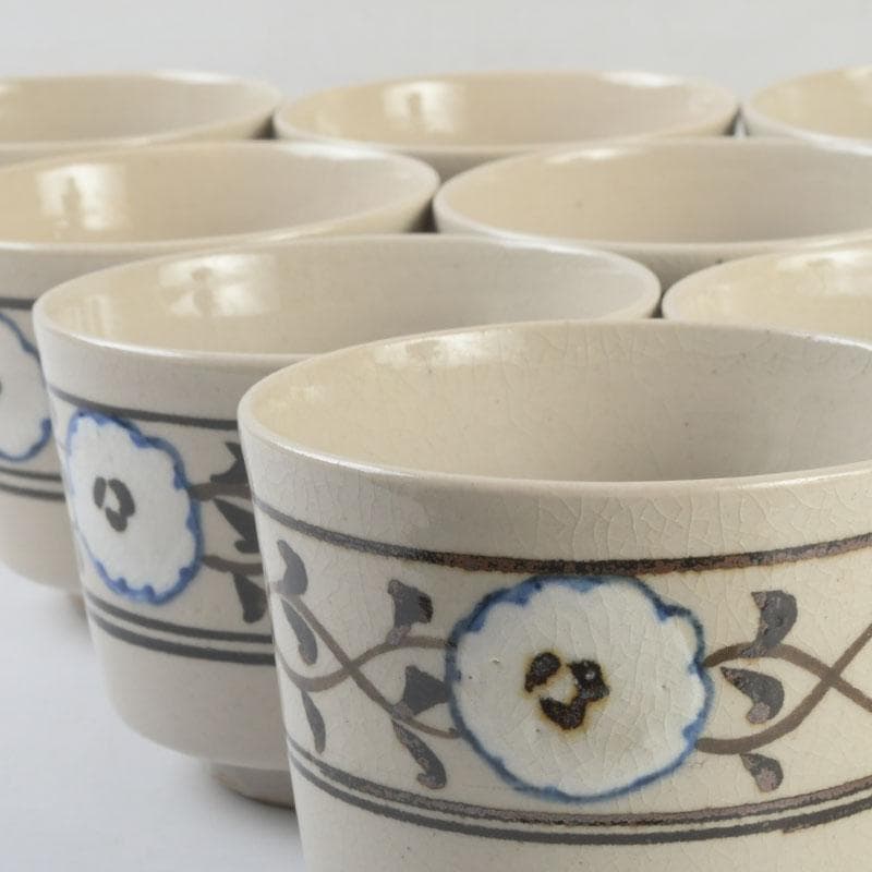 和食器 茶懐石 粟田焼 染付 仁清写菊唐草文 向付 十