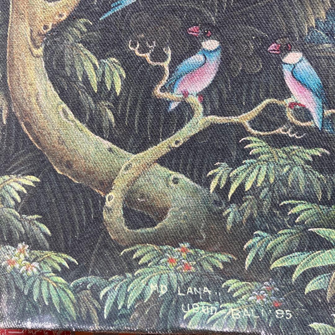 バリ絵　精緻な極細密画　超絶画法によって描かれたバリ島の民族画 約35×31cm