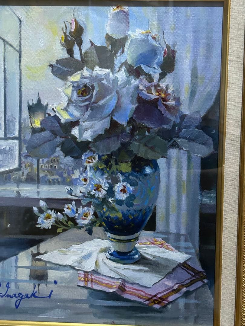 最終値下げ　おすすめ　稲垣久治　作品　バラ　薔薇　油絵