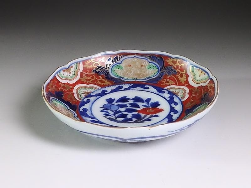 大聖寺伊万里 金襴手 獅子に金唐草 牡丹の図 4枚 A158A-AMf 大聖寺