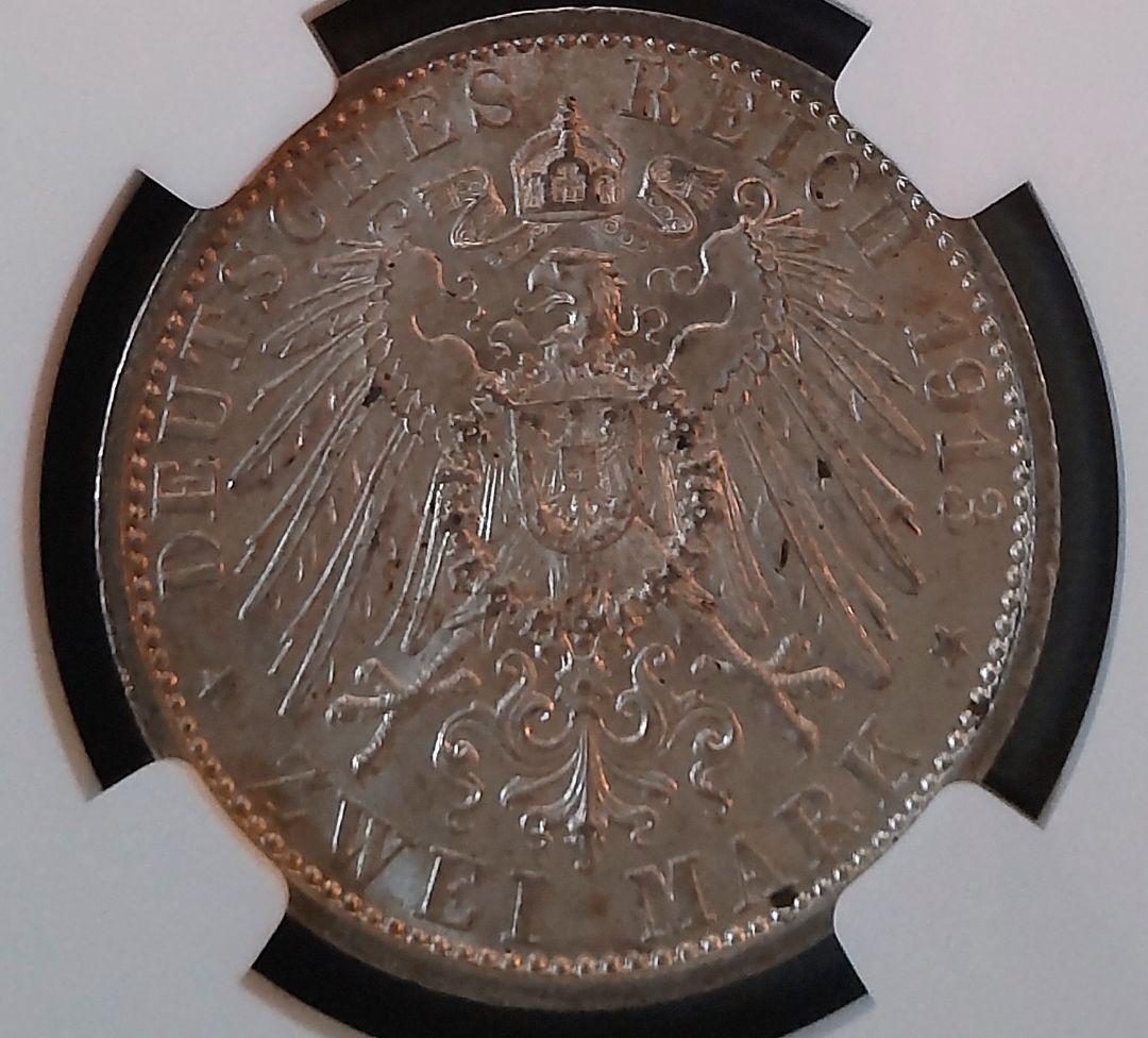 PCGS Genuine 1913 ドイツ ヴィルヘルム2世 在位25年 銀貨 1913年
