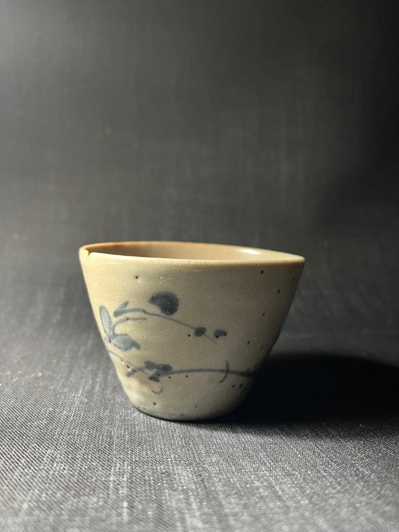 初期伊万里染付 枠絵水仙文 蕎麦猪口 初期伊万里染付 枠絵