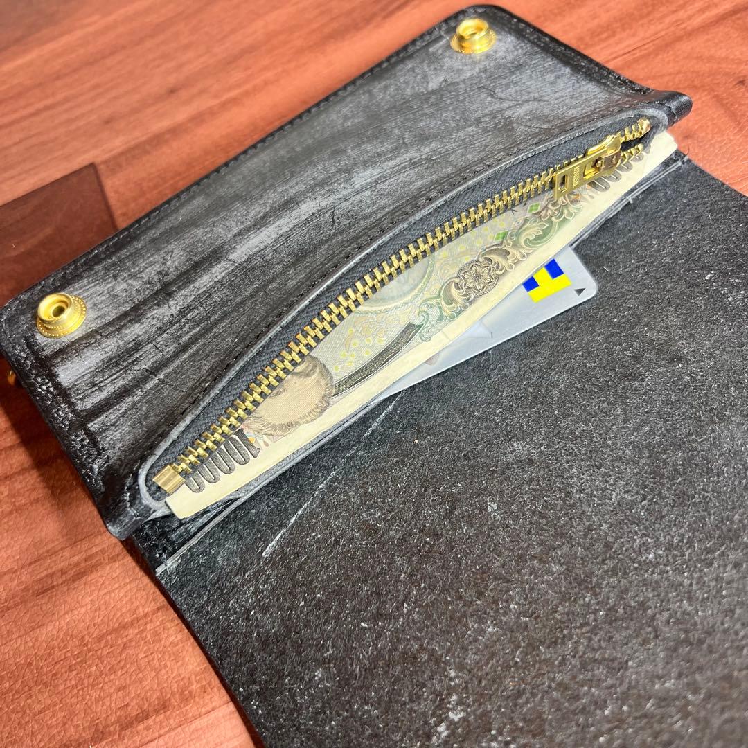 【トラッカーウォレット ロング 2層】 ブライドル ゴールド universal