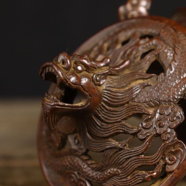 銅製 双竜獣足薫香炉 祥竜纏纏香炉 香道具 装飾品 工芸