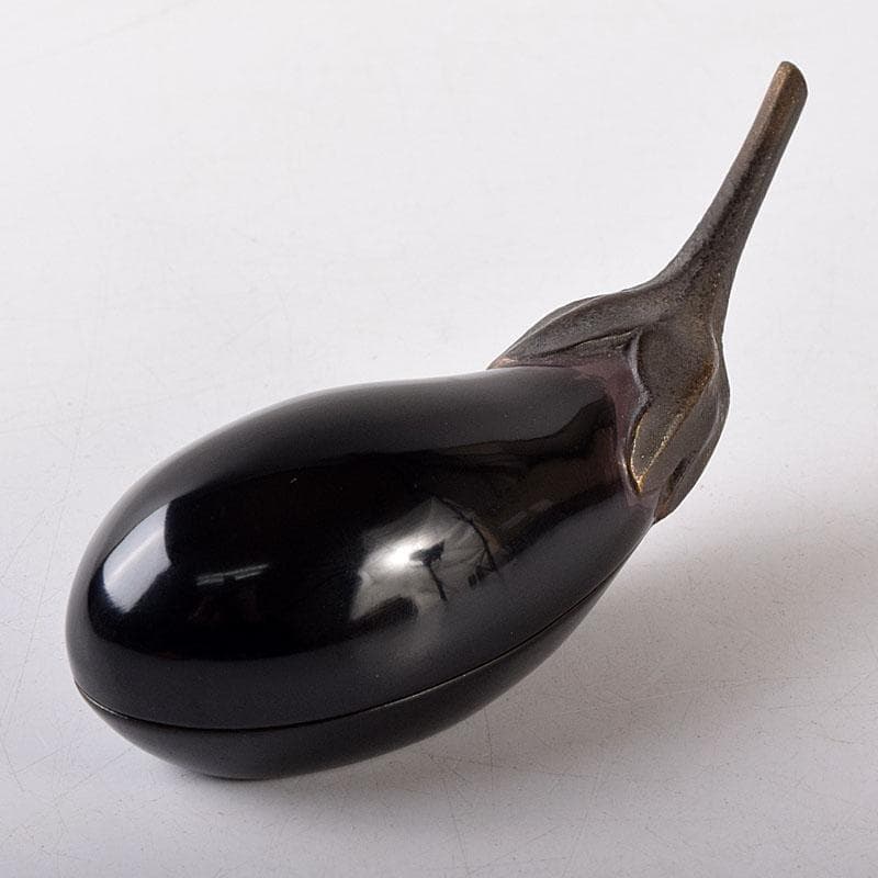 茶道具　大真作　乾漆　内金塗　茄子香合　共箱　V　8199