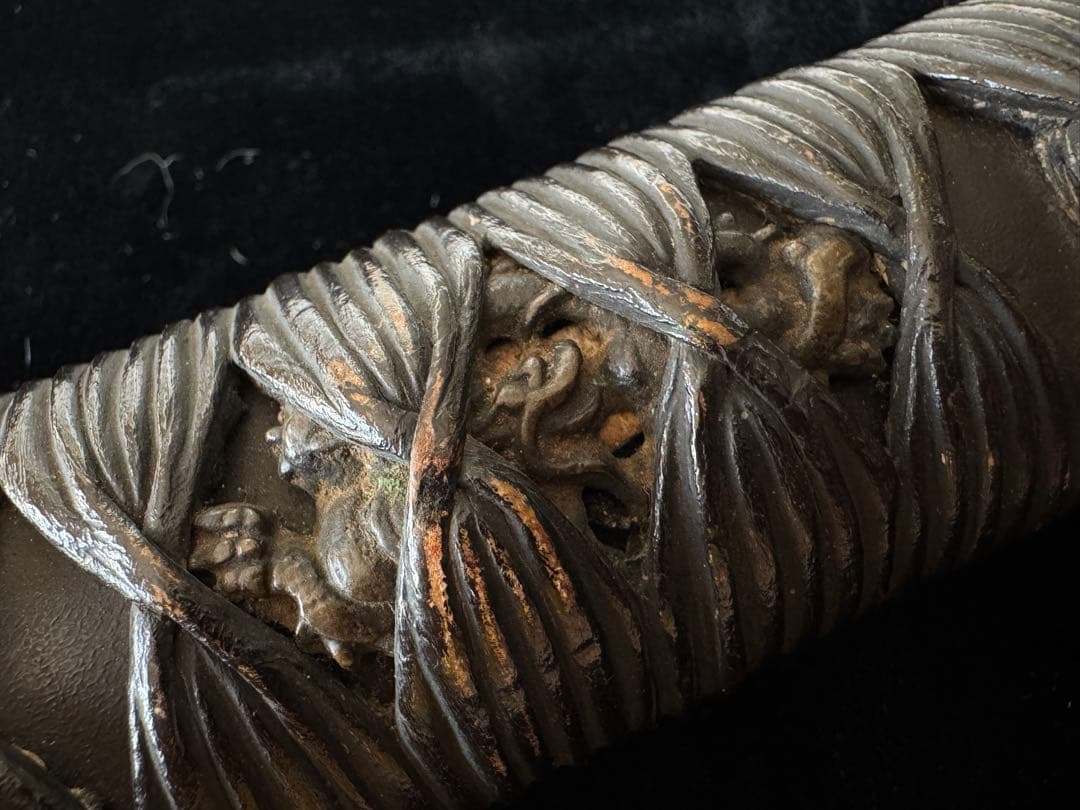 柄前 龍図 柄巻 日本刀 刀装具 骨董 古美術 江戸時代 時代物