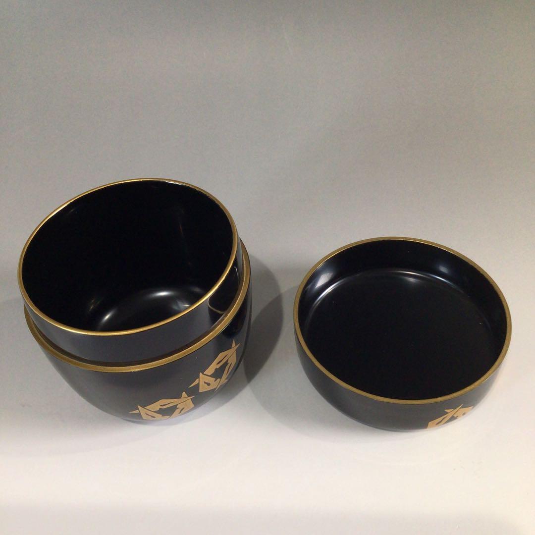 P628 棗 『漆匠 前端春斎作』『鱗鶴蒔絵』『大棗』 共共箱 茶道具