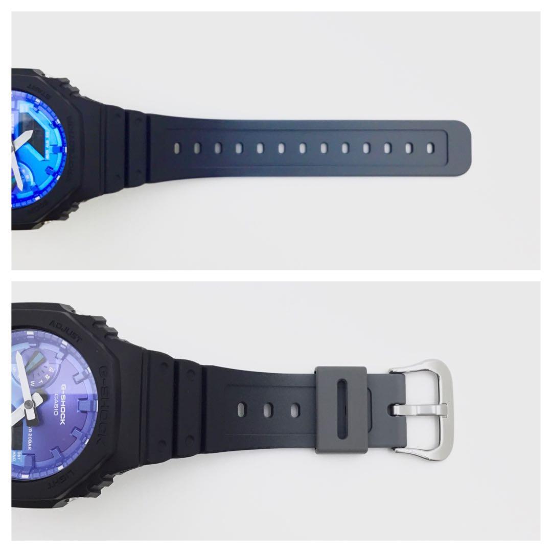 【中古美品】G-SHOCK 腕時計 GA-2100FL 青 黒 グレー A795