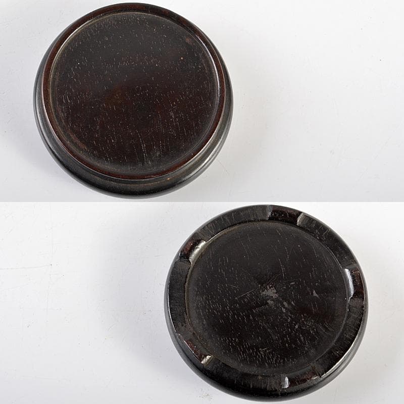 嘉子外製　鉄釉　色絵金彩　福田画　花蝶文瓶　花瓶　唐木台・時代箱付　CR5923