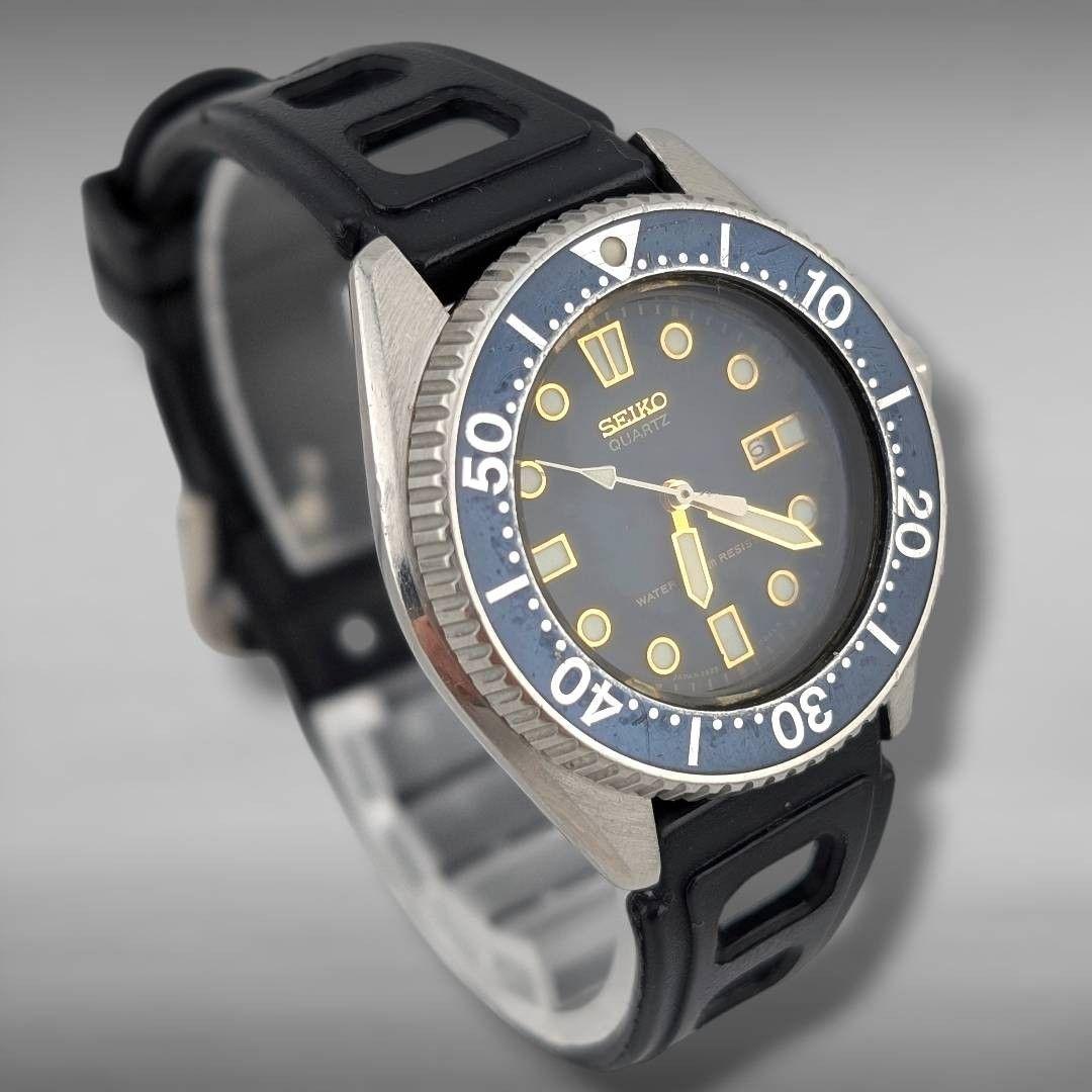 【新品電池・稼働】セイコー ダイバー ボーイズ ネイビー ねじ込み式リューズ