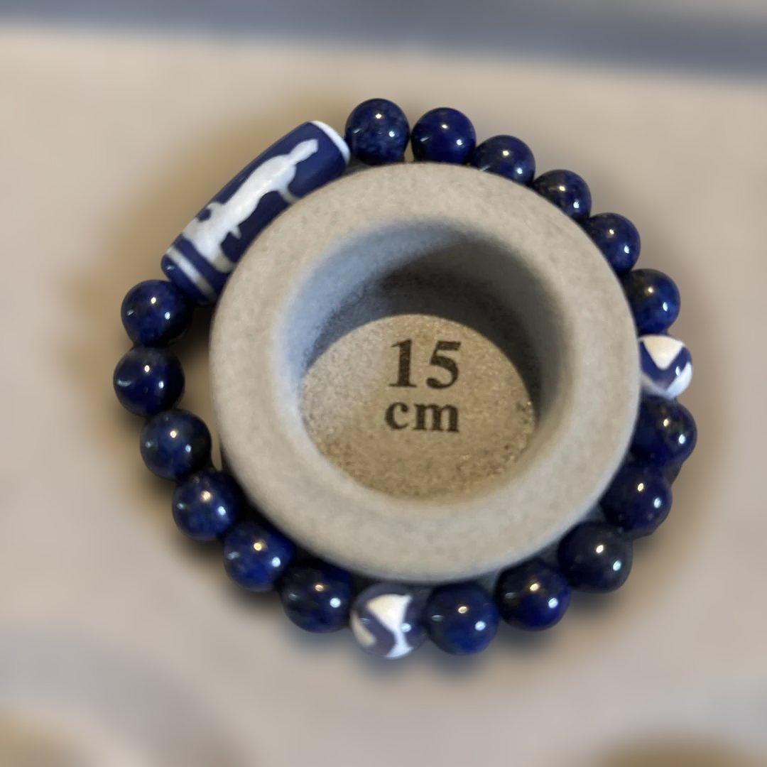 これは！第2チャクラにズンときます！青玉髄天珠！双観世音天珠、ラピスラズリ！虎牙