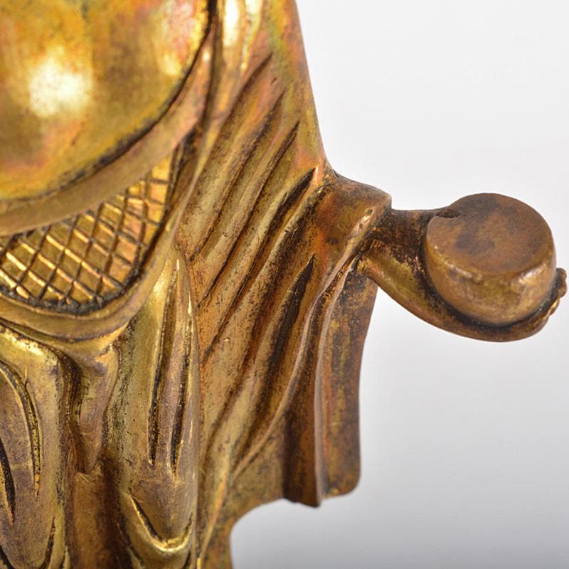 仏教美術　古銅鍍金　仏像　置物　唐木台付　F　R6704