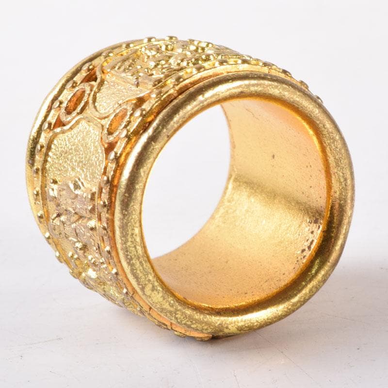 中国　光緒天宝足銀　山水人物彫　板指　N　7475