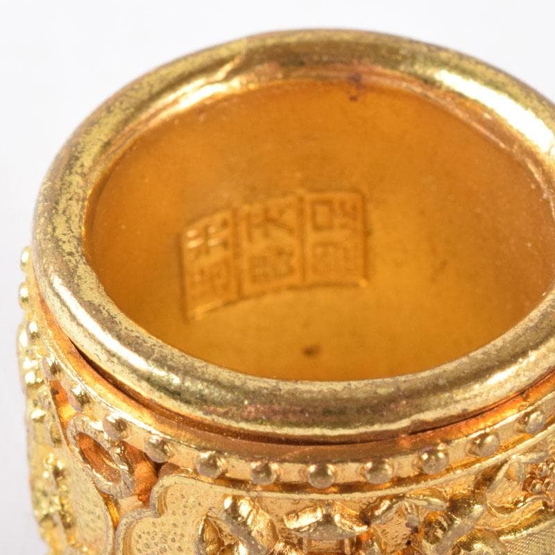 中国　光緒天宝足銀　山水人物彫　板指　N　7475