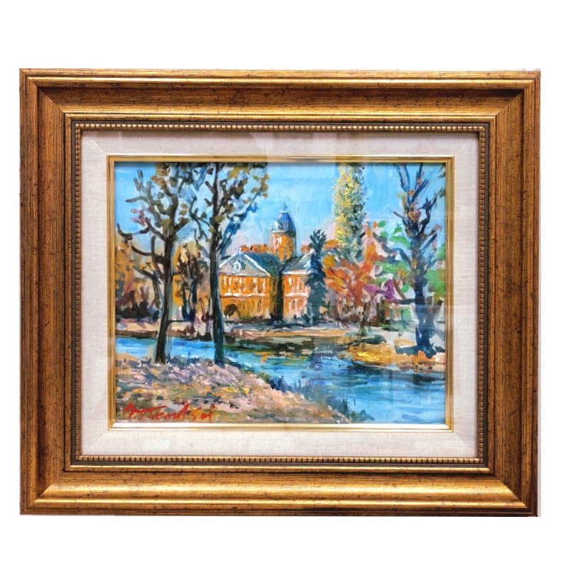 ☆ 高橋益之 ☆「 秋の道庁」油絵 F3号サイズ 新品！ オン