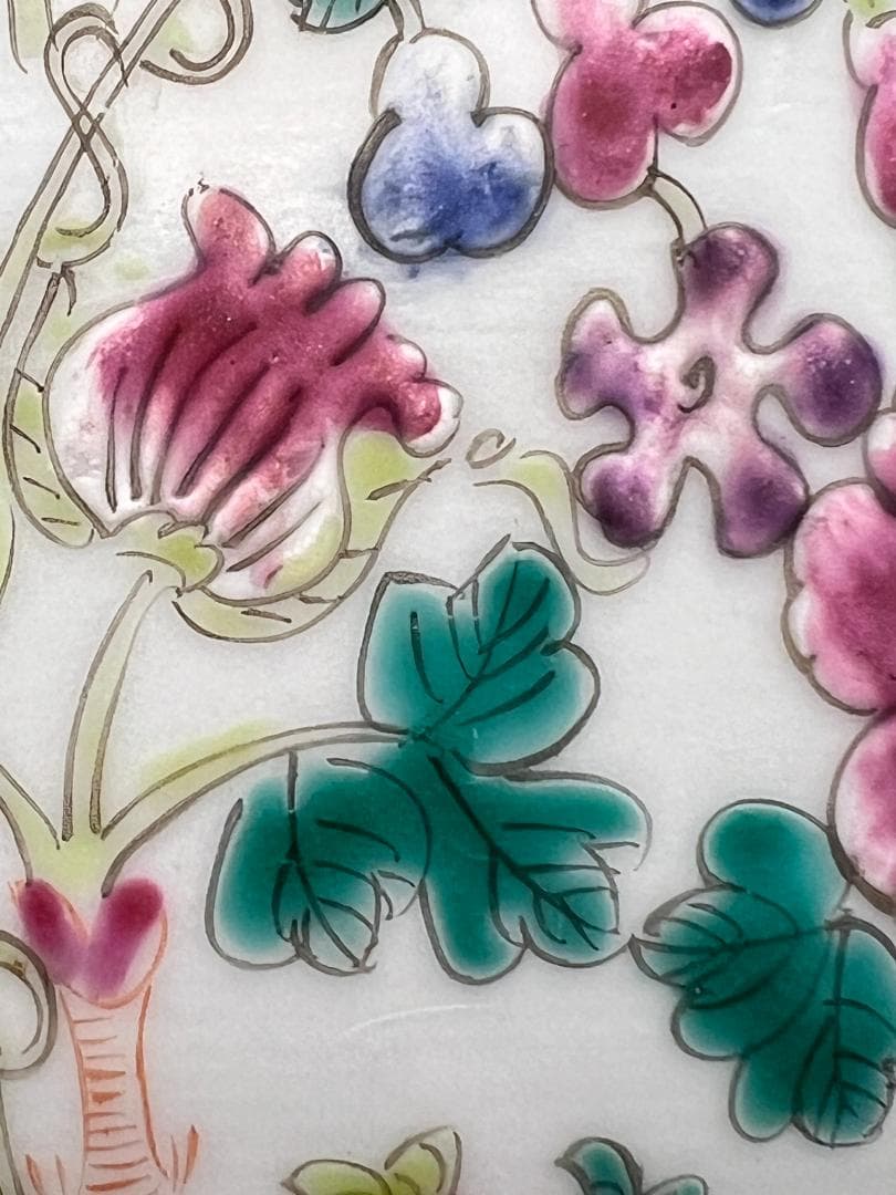 スペード　粉彩茶壺①　牡丹福寿文　同治年製在印　骨董品 時代品 中国美術