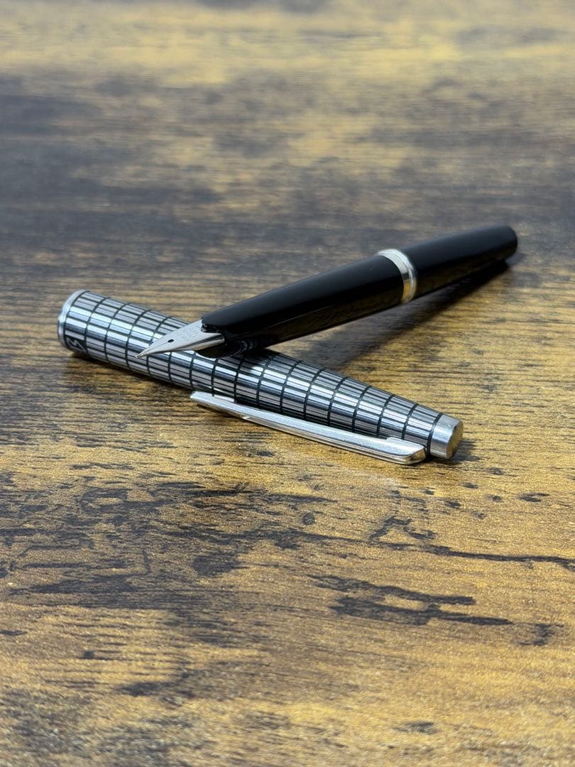 筆記確認&洗浄済 1977年製 蝕刻 エリート 18金 F パイロット 万年筆