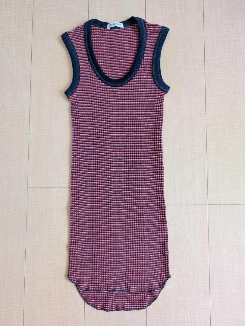 ★美品 FUMIKA UCHIDA ボーダー Uネック リブタントップ Navy