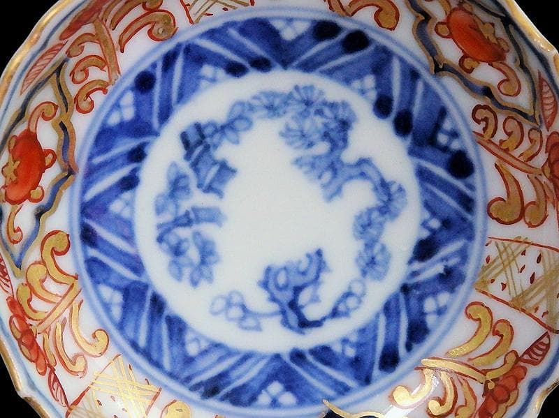 古伊万里 金襴手 花に松竹梅の図 豆皿 E725AS-CYd