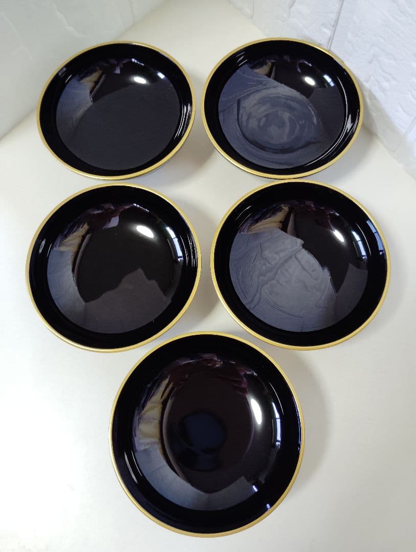 お正月　会津塗　坂本乙造　金彩蒔絵青海波　本漆仕上　蓋付お吸い物椀　雑煮椀　5客