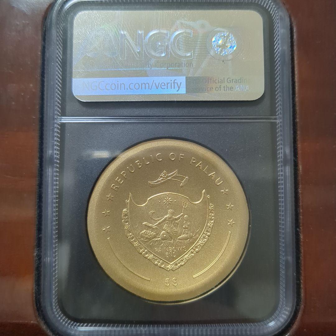 NGC MS70】2021 パラオ $5 インカ太陽神 金色記念貨 【NGC MS70】2021