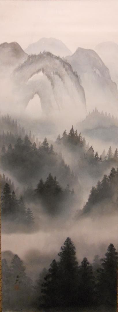 掛け軸  松橋玉昇 水墨山水 絹本 希少 軸装 茶道具 掛軸 美品 です。 掛け軸 松橋玉昇 水墨山水 絹本 希少 軸装 茶道具 掛軸 美品 です