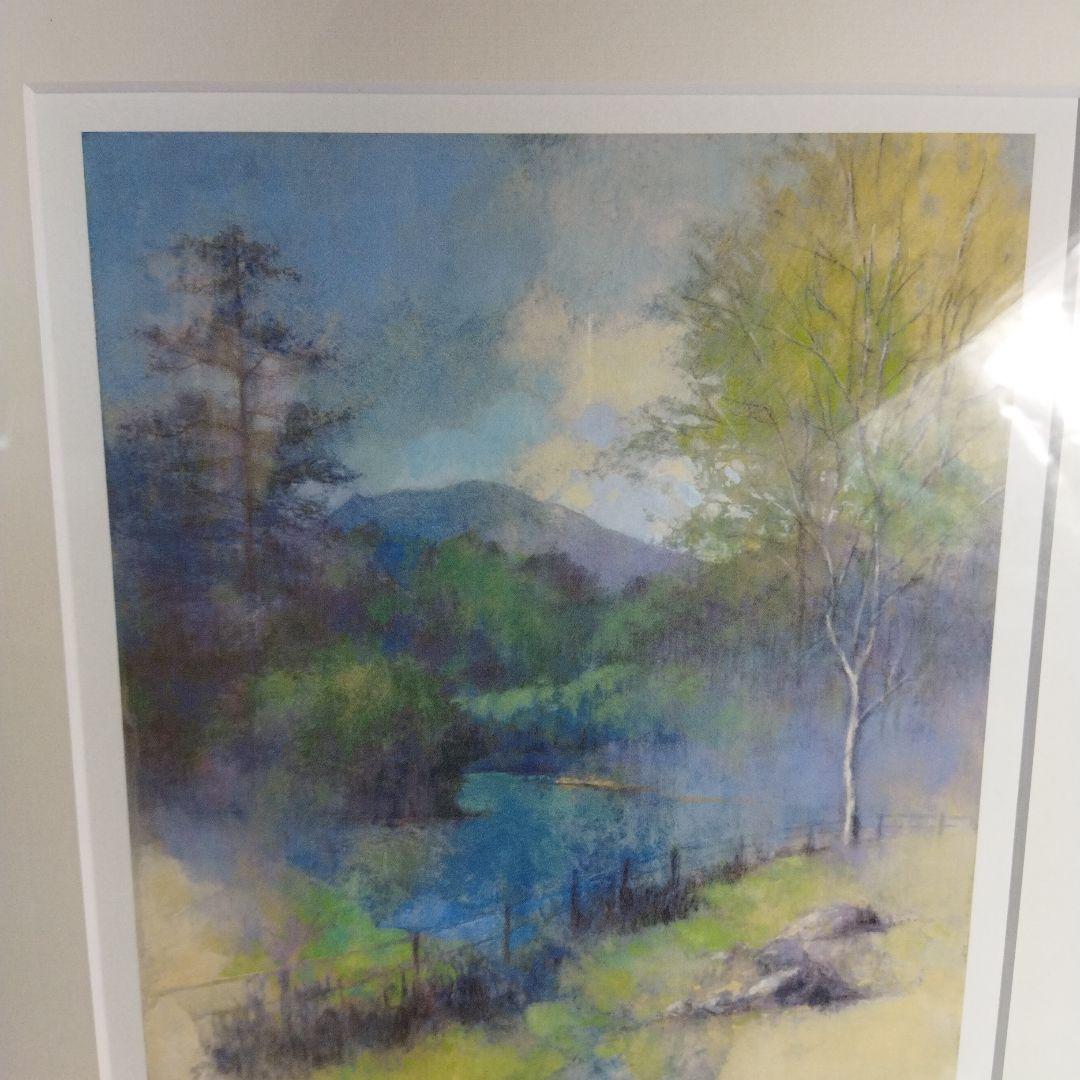 柳井貴光 風景画 初夏 軽井沢 千ケ滝 フレーム付き