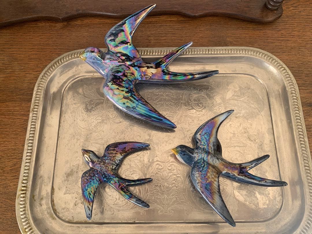 ベルギー ツバメ 3個セット 壁掛け ブロカント ベルギーツバメ3個