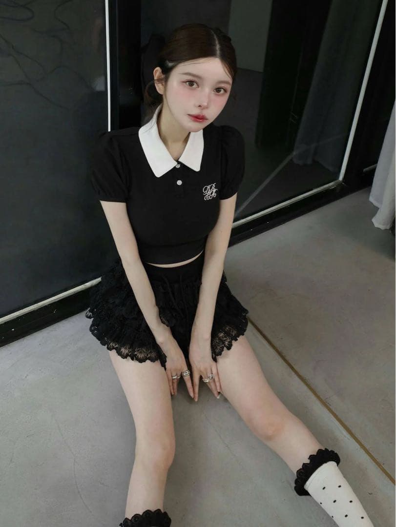 新品タグ付 ダーリッチ DRCHバイカラーポロシャツ ブラック F