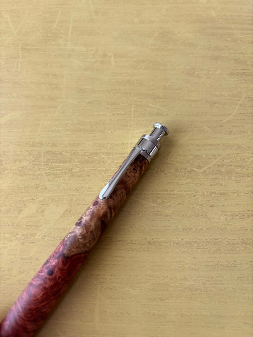 工房楔　シャーペン　花梨紅白こぶ杢　0.5mm　アルミタイプ